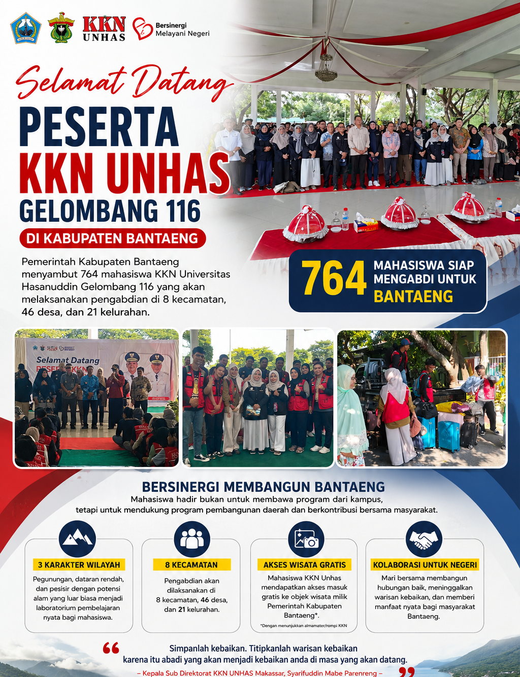 Kolaborasi Pengabdian Dimulai, 764 Mahasiswa KKN Unhas Siap Bersinergi Membangun Bantaeng